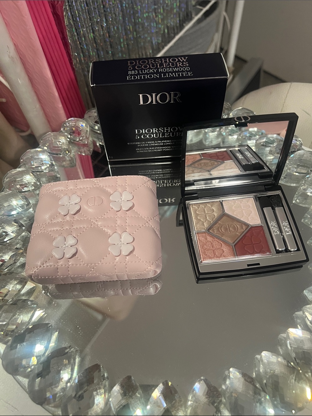 Dior 5-Colour Eyeshadow Palette w- Pink Quilted Case 883 Lucky Rosewood